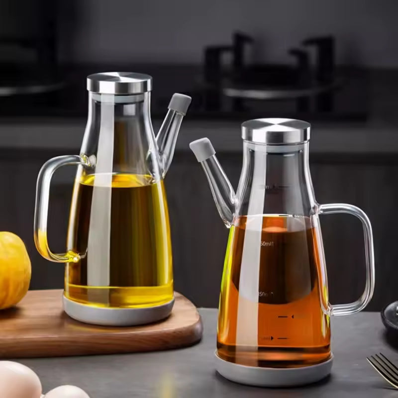 GIANXI Transparent Oil Bottle High Borosilicate Glass Oil Pot Large Capacity Leak-Proof Pour Soy Vinegar Tank Kitchen Tools