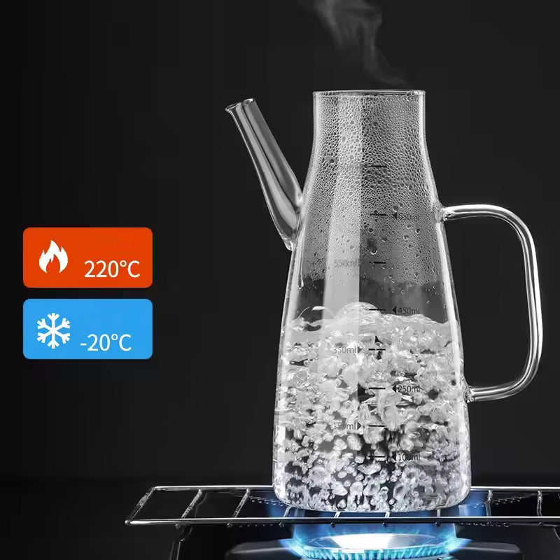 GIANXI Transparent Oil Bottle High Borosilicate Glass Oil Pot Large Capacity Leak-Proof Pour Soy Vinegar Tank Kitchen Tools