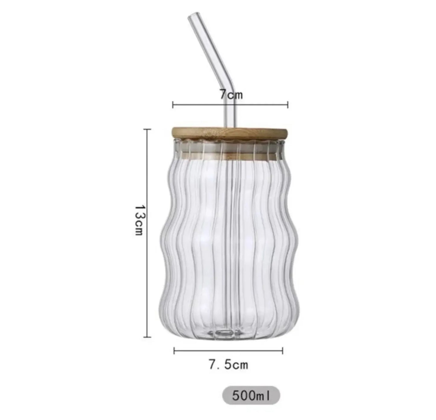 Ribbed & Round Juice Glass With Straw