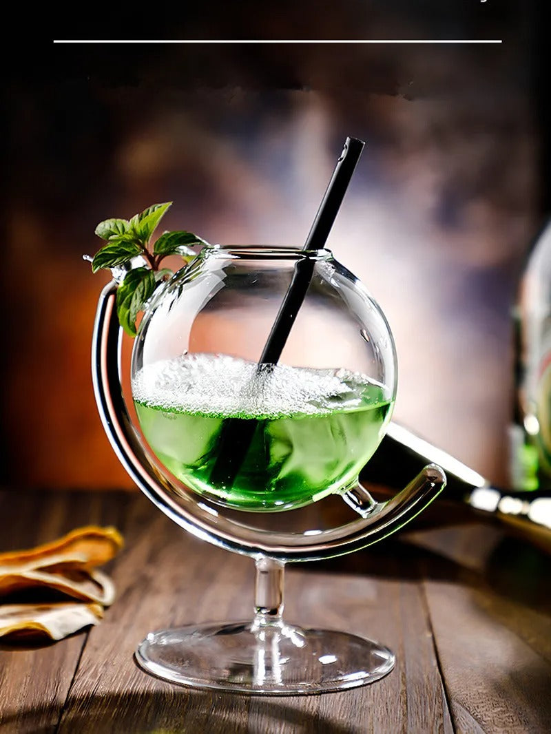 Creative Cocktail Glass Earth Globe Shape Wine Glasses Personalized Juice Cold Drink Cup Martini Cup Wine Glasses Home Bar Party