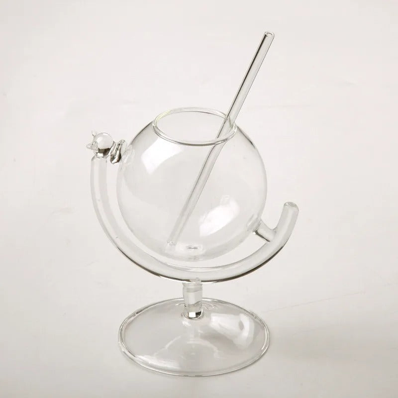 Creative Cocktail Glass Earth Globe Shape Wine Glasses Personalized Juice Cold Drink Cup Martini Cup Wine Glasses Home Bar Party