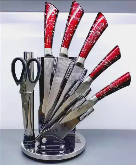 8 PCS Stainless steel Professional (Bass) Knife set With Revolving stand