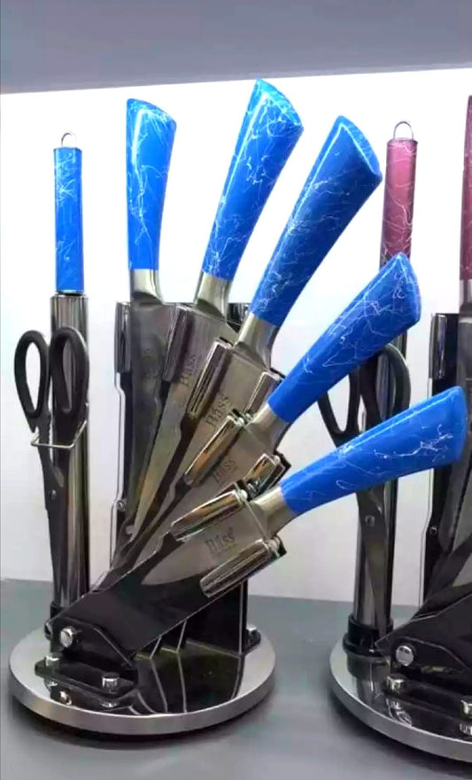 8 PCS Stainless steel Professional (Bass) Knife set With Revolving stand