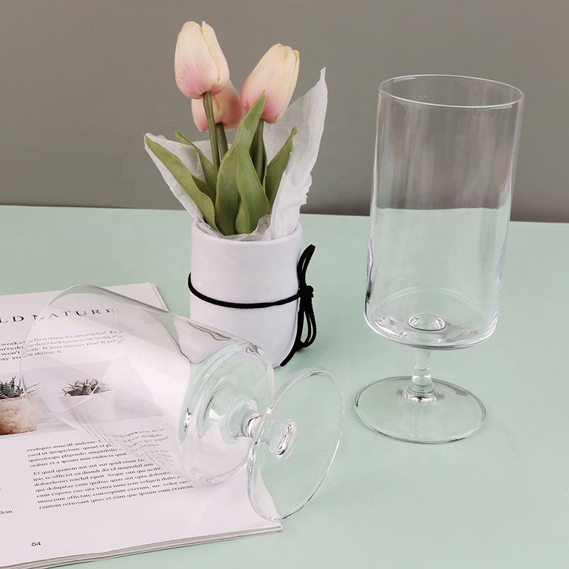 Red or White Wine Glasses 13oz Hand Blown Premium Crystal square Wine Glass Unique Wine Glasses Long Stem for Wedding