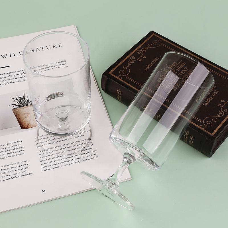 Red or White Wine Glasses 13oz Hand Blown Premium Crystal square Wine Glass Unique Wine Glasses Long Stem for Wedding