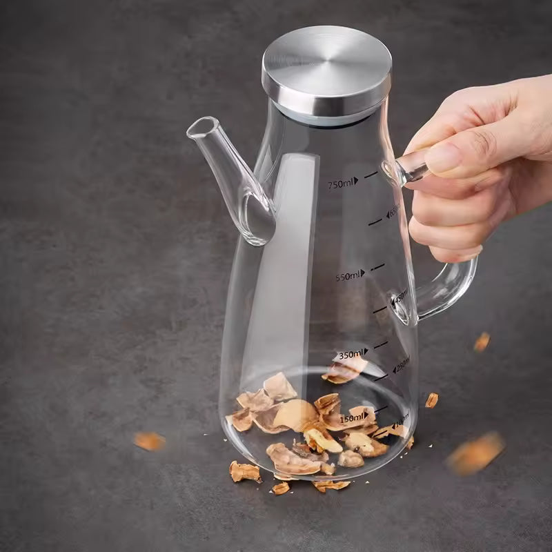 GIANXI Transparent Oil Bottle High Borosilicate Glass Oil Pot Large Capacity Leak-Proof Pour Soy Vinegar Tank Kitchen Tools