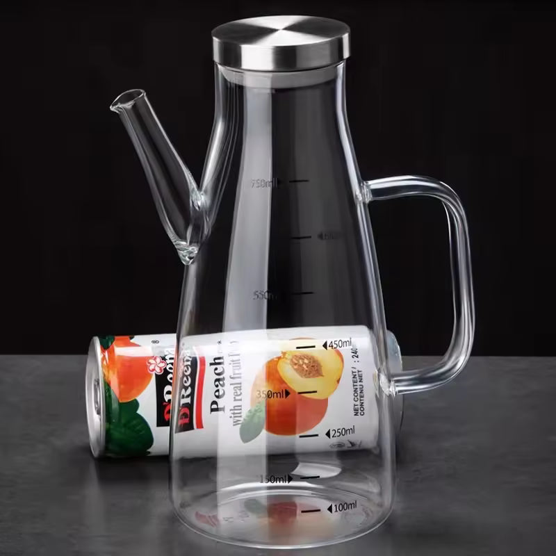 GIANXI Transparent Oil Bottle High Borosilicate Glass Oil Pot Large Capacity Leak-Proof Pour Soy Vinegar Tank Kitchen Tools