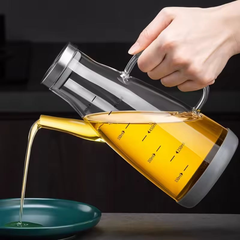 GIANXI Transparent Oil Bottle High Borosilicate Glass Oil Pot Large Capacity Leak-Proof Pour Soy Vinegar Tank Kitchen Tools