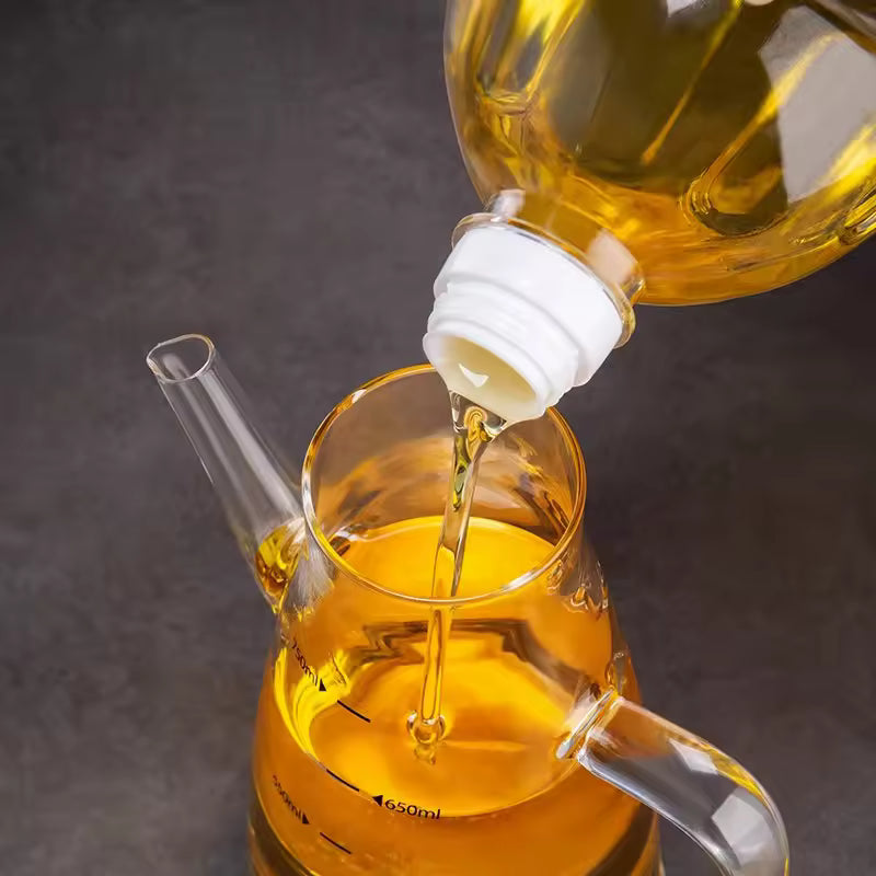 GIANXI Transparent Oil Bottle High Borosilicate Glass Oil Pot Large Capacity Leak-Proof Pour Soy Vinegar Tank Kitchen Tools