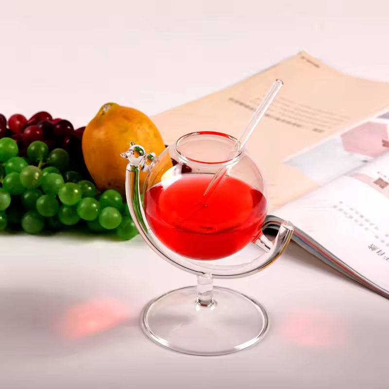 Creative Cocktail Glass Earth Globe Shape Wine Glasses Personalized Juice Cold Drink Cup Martini Cup Wine Glasses Home Bar Party