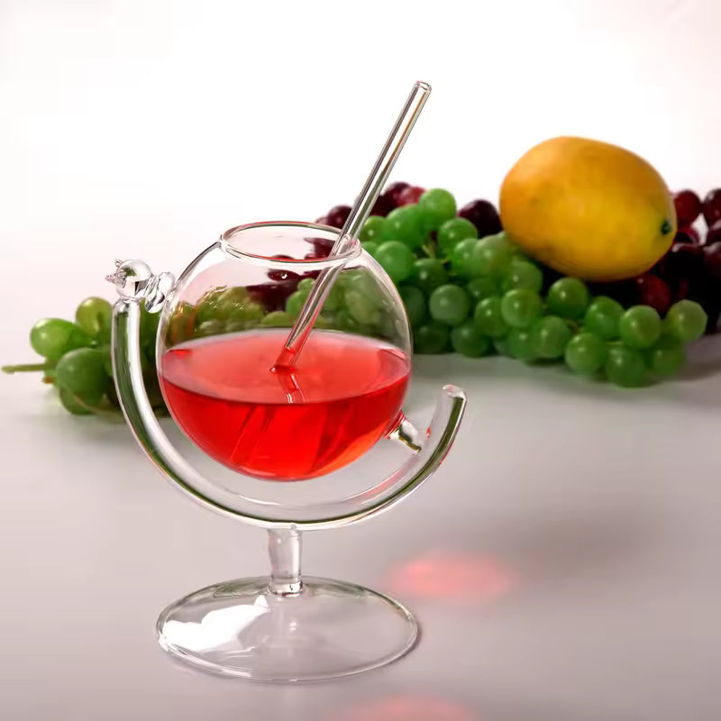 Creative Cocktail Glass Earth Globe Shape Wine Glasses Personalized Juice Cold Drink Cup Martini Cup Wine Glasses Home Bar Party