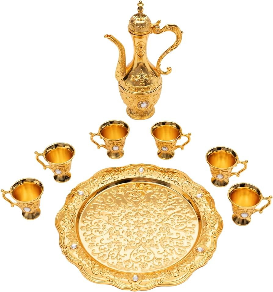 Metal Coffee/tea set,fashion zinc alloy 1 plate+ 1 pot +6 cups