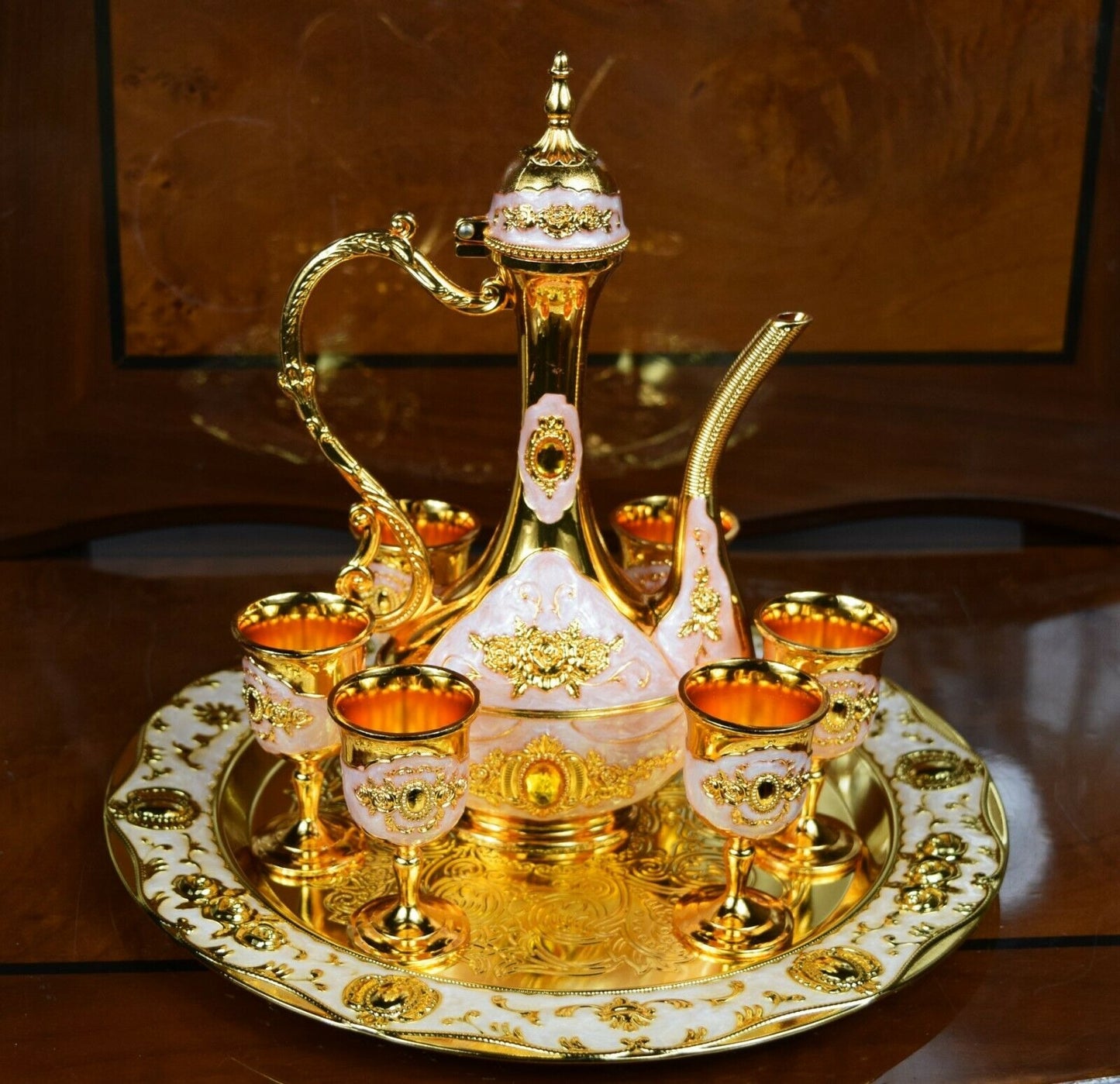 Metal Coffee/tea set,fashion zinc alloy 1 plate+ 1 pot +6 cups