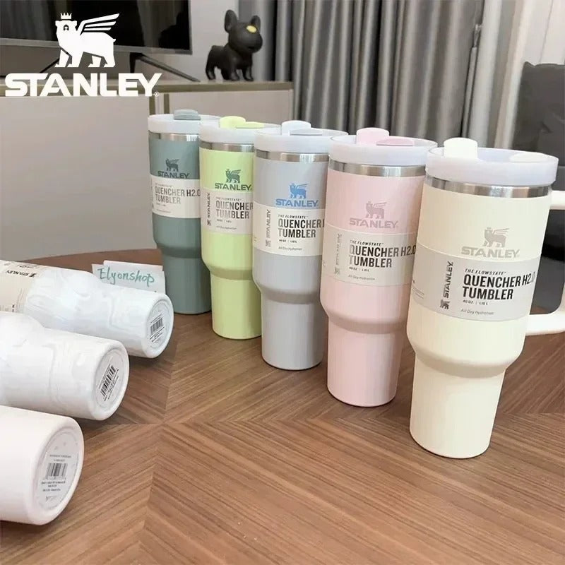 Stanley-Quencher H2.0 Flowstate Stainless Steel 40 OZ Vacuum Insulated Cup, Tumbler, Mug with Lid -Stainless Steel - BPA free, Cup, Mug, Car Mug - Stanley - Tumbler -Travel Partner - Best Gift - Coffee Mug - Gym Bottle - Hot & Cold - [PREMIUM BATCH ]💥