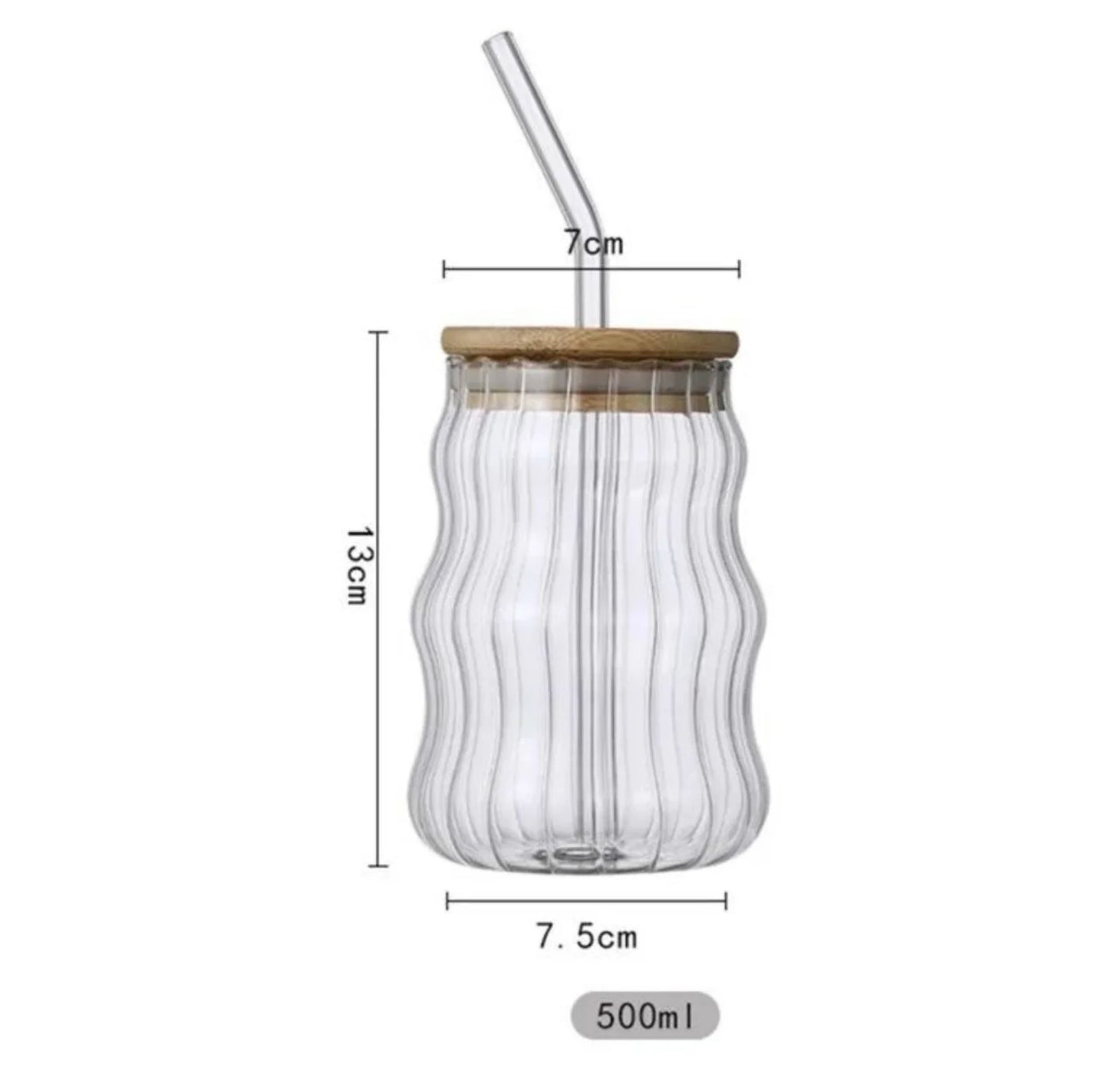 Ribbed & Round Juice Glass With Straw